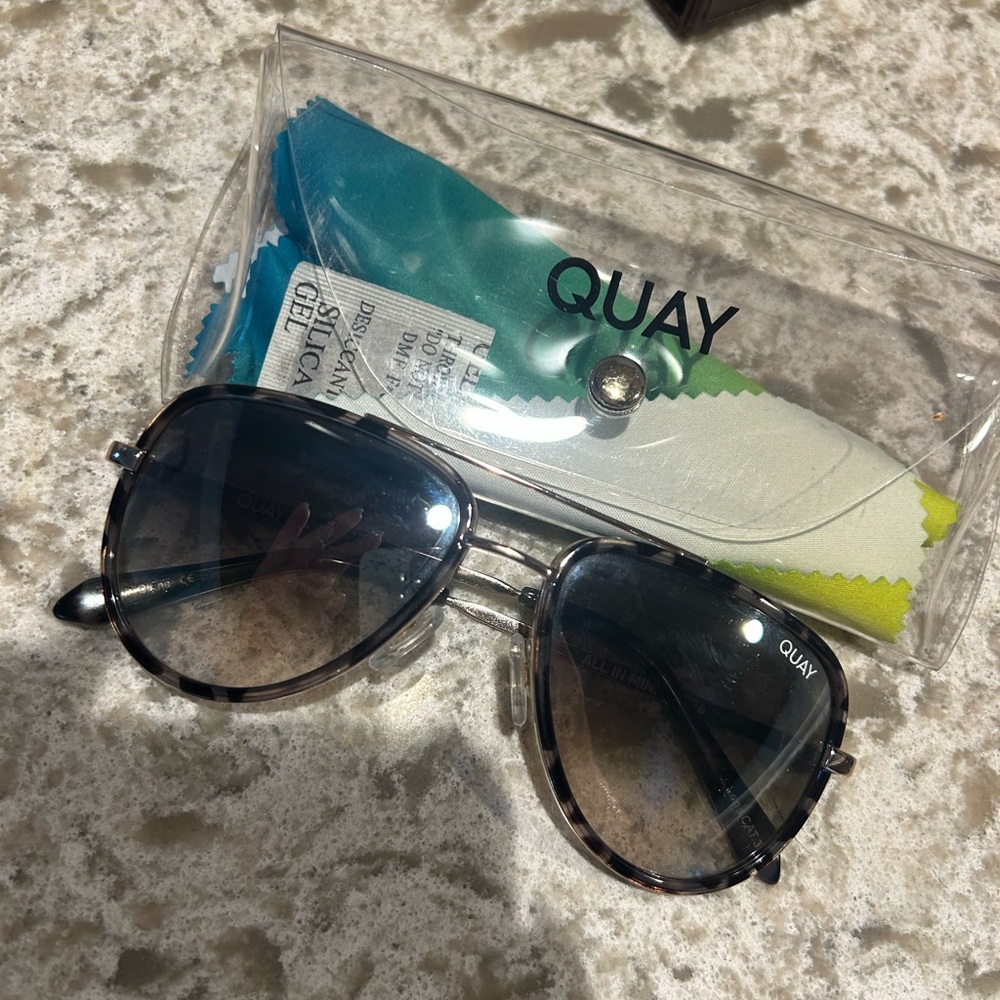 Quay Australia Tortoiseshell Aviator Sunglasses with Gradient Gray Lenses
